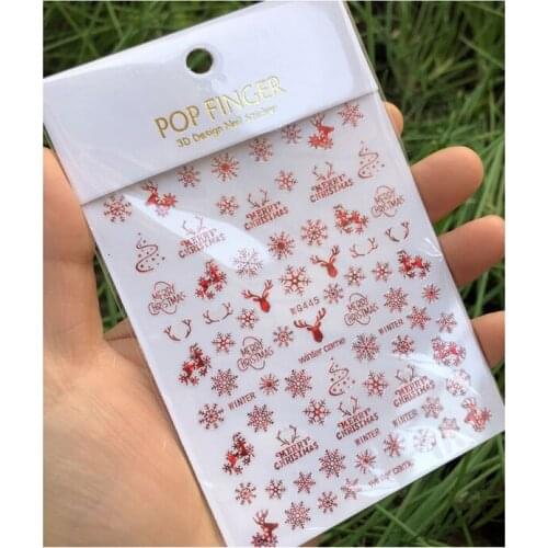 10PCS winter Christmas snowflake elk nail stickers colorful gold and laser color decorative adhesive self-adhesive nail stickers