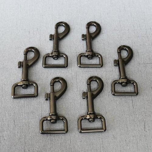100 Pieces 25mm Gun Black Metal oval zinc alloy spring Collar Carabiner Snap Hook DIY dog collar dog leash Key Chain Bag Part