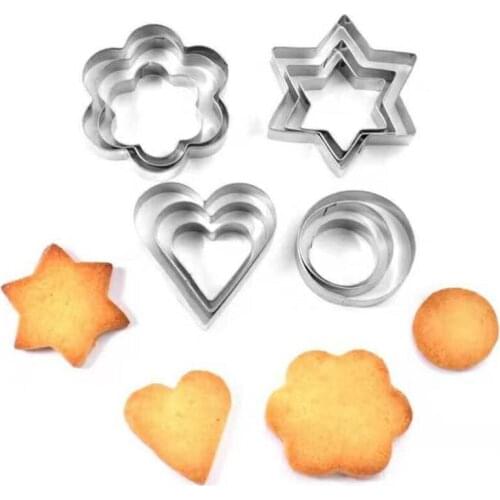 12Pcs/Set Cookie Cutters Moulds Stainless Steel Christmas Fondant Pastry Decorating Tools Baking Mold Fondant Kitchen Accessory