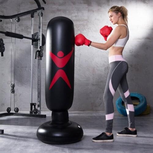 160 Cm Boxing Sandbag Inflatable Free-standing Tumbler Muay Thai Training Decompression Back Sandbag Taekwondo Equipment