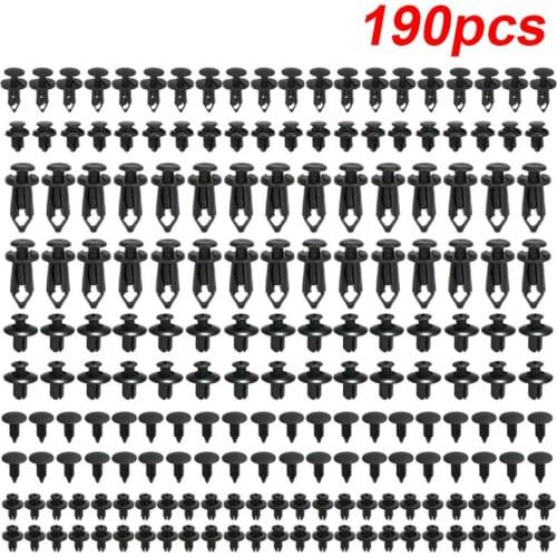 190Pcs 6 Size Car Fastener Clips Plastic Auto Door Panel Fender Liner Bumper Fixing Retainer Rivet Clamp