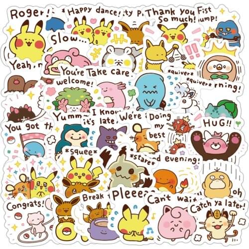 200Pcs Anime Pokemon Series Graffiti Sticker Cartoon Cute Bikachu Waterproof Sunscreen Laptop Handbook Stickers Toy Kids Gifts