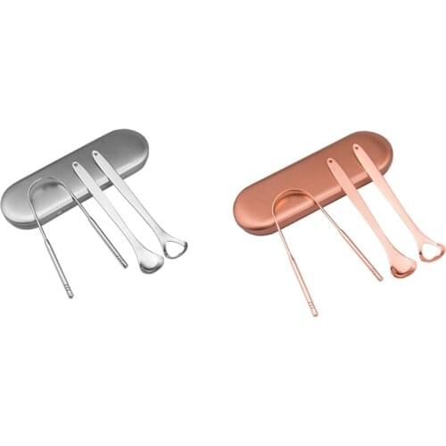 3Pcs Stainless Steel Tongue Cleaner Metal Tongue Scraper Oral Cleaning for Remove Stain to Fresher Breath