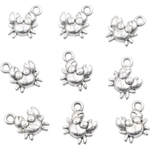 30PCS Silver Color Accessories Beads Crab Metal Pendants Charms Pendant Fit European Bracelet Necklace DIY Jewelry Finding A869