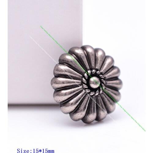 50PC 15mm Antique Silver Plate Parachute Flower fastener Rivet Stud Leathercraft Belt Bridle Saddle Decor Concho Rivetback