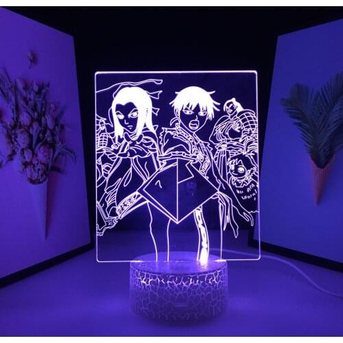 Animation Peripherals Four Holding Swords 3D LED Lamp Home Bedroom Table Decoration Night Light for Festival Birthday Gifts