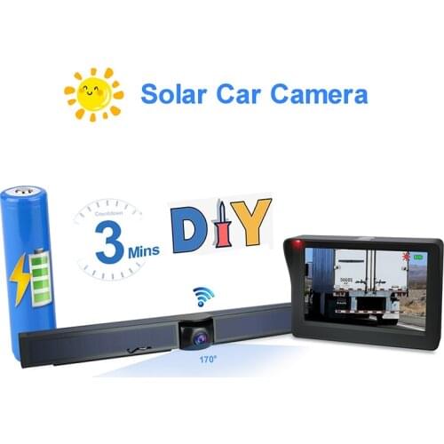 Car wireless solar power parking Assistance backup License Plate Frame camera
