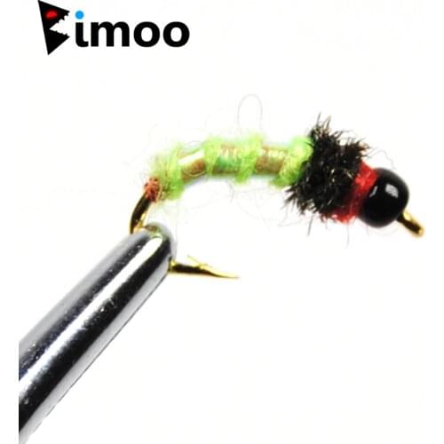 Bimoo 10pcs/pack #14 Rock Worm Caddis Black/Chart Hot Spot Fly Fishing Flies