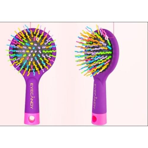 Detangle hair care two-in-one rainbow volume anti-static comb with mirror as air cushion massage comb scalp massager hairbrush