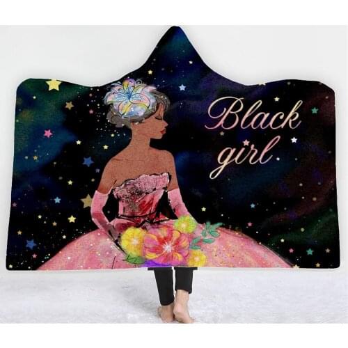 Beautiful African Women Hooded Blanket Home Colorful Blanket For Bedroom Fleece Blanket 3D Print Travel Picnic Wearable Blanket