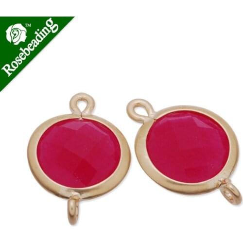 11.5x17mm matt gold plated framed glass,Faceted glass,rose,connectors,gemstone bezel,Sold 5pcs/lot-C4133