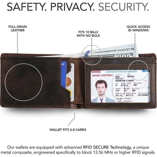 Man Wallet Business Card Holder Mini Slim Genuine Leather Wallet Rfid Blocking Credit ID Card Holder Wallet Men Money Clip