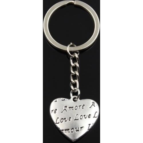 Fashion Keychain 25x26mm Heart More Love Silver Color Pendants DIY Men Jewelry Car Key Chain Ring Holder Souvenir For Gift