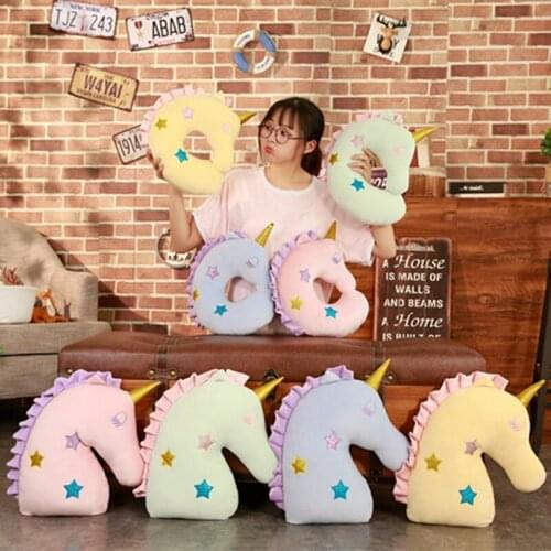 Soft Plush Toys Stuffed Animal Doll Cute Pink Unicorn Pillow Cushion Kawaii U Shaped pillow Christmas Gifts for Children Girls