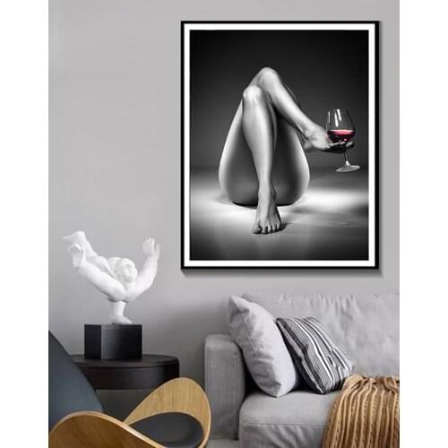 Full Square Round Diamond Painting Kit Nude Woman Wine Glass Painting Black White Sexy Girl 5d Diamond Embroidery Sale,A1383