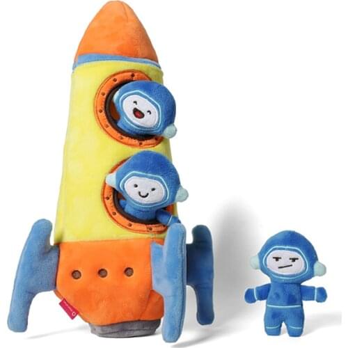 Dog Toys Set Q-MONSTER Hide and Seek Plush Squeaky Toys Rocket UFO Interactive Funny Toys