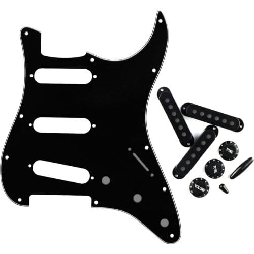 Set of 11 Hole SSS Pickguard Pickup Covers Tone Volume Switch Tip Whammy Bar Tips for Strat Guitar Accessories Parts