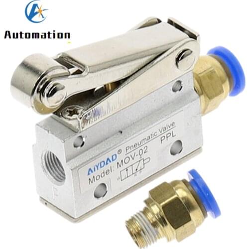 Mov-02 pneumatic valve manual valve air valve switch air control valve button valve roller stroke limit mechanical valve 1/8