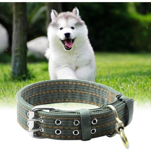 Adjustable Dog Collars for Small Large Dogs Army Green Canvas Nylon Puppy Collar Pet Dog Training Product
