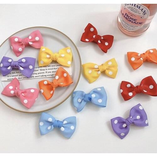 2 Pcs/Set Baby Girls Cute Colors Ribbon Dot Bow Scrunchies Rubber Bands Children Sweet Hair Clips Kids Hairpins Hair Accessories