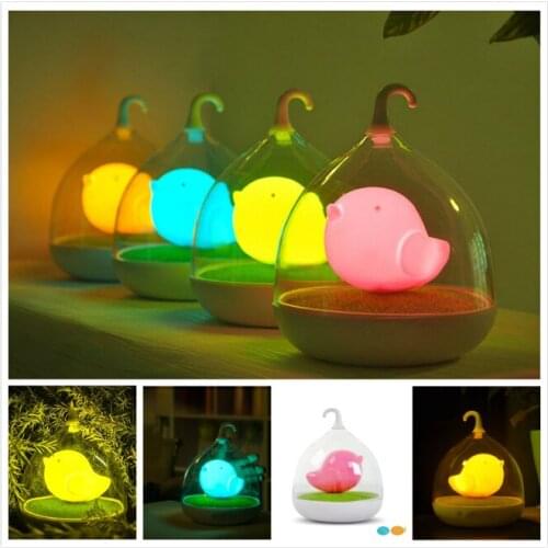 Xmas Hanging Design Touch Sensor Home Decor Lighting kids Bedroom LED Vibration Birdcage Night Light Rechargeable Ambient Lamp