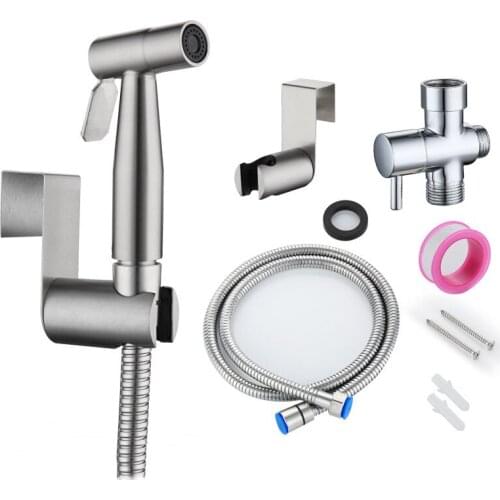 Toilet Handheld Bidet Sprayer Set Faucet Bathroom Stainless Steel Bidet Shower Sprayer Self Cleaning Hooked Holder Easy Install