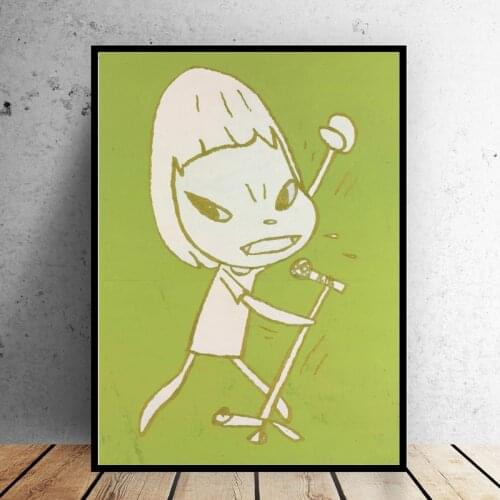 SELFLESSLY Art Canvas Art Print Yoshitomo Nara Sleepwalking Doll Singing Japan Painting Poster For Baby Kids Room Decor Unframed