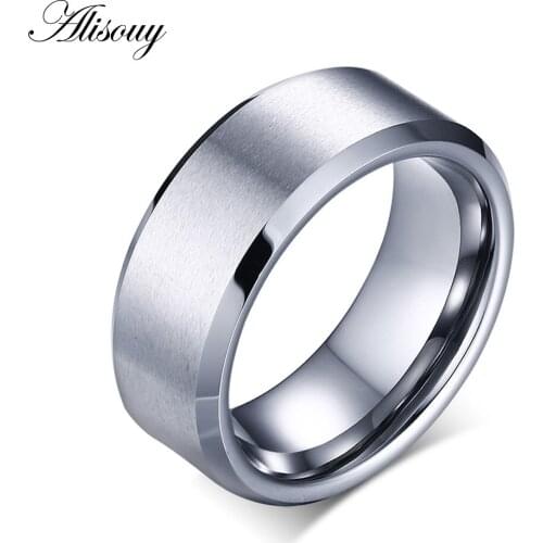 Width 8mm Tungsten mens Ring Punk style Ring color Black Gold rings for men high quality Anti-scratch finger ring