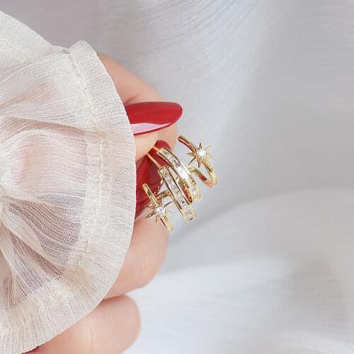 All-Match 14k Real Gold Star Earrings Fashion Popular Temperament Flash Exquisite Luxury Jewelry Shine Daily Minimalist Earrings