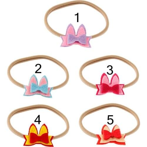 Yundfly Fashion Newborn Felt Bowknot Nylon Headband Elastic Kids Rabbit Ear Hair Bands Headwear Birthday Gift Photo Props