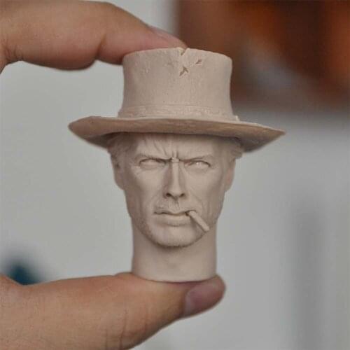 1/6 male head sculpture cowboy head sculpture Head Carving Head Sculpt Model in stock