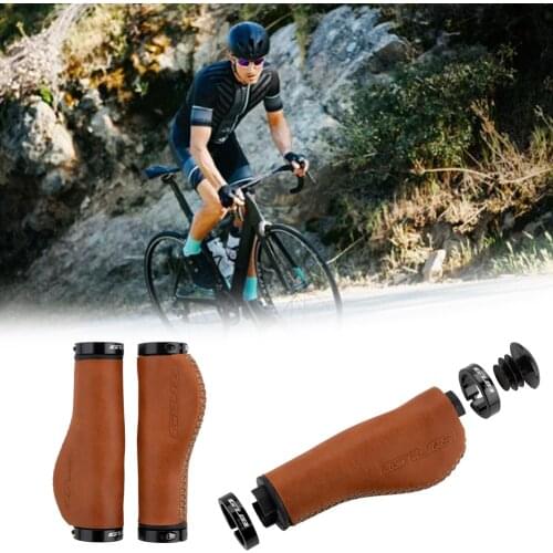 1 pair Promend Fiber leather City Mountain Bike Scooter MTB Bicycle Handlebar Cover Handle Grips Bar End Non-slip Aluminum Lock