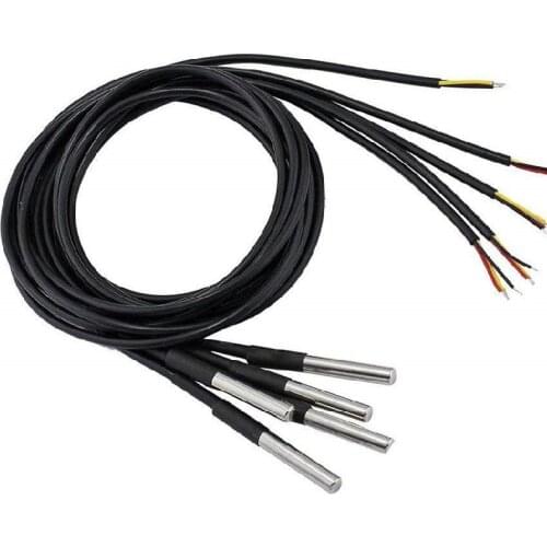 10pcs/ot 1M Waterproof 18B20 Temperature Probe Black Temperatures Sensor Stainless Steel Package 1 Meter Wire DS18B20