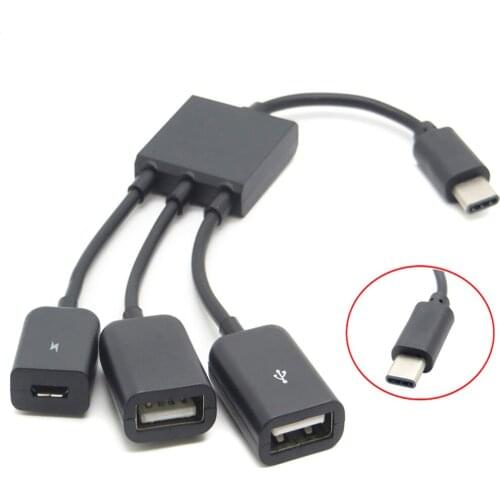 100pcs/lot USB 3.1 Type C 3 Port USB Hub Adapter to 2 Port USB Hub 1 Micro USB Port for Windows XP 7 8 10 for Mac/OS/Linux