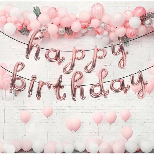 13Pcs Happy Birthday Balloon 16inch Air Letters Foil Ballons Birthday Party Decoration Rose Gold Helium Globos Kids Party Baloon