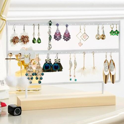 2 pcs 24/44 Holes Small Large Wooden Stand Rack Holder for Earring Necklace Jewelry Display Showcase jewelry display Jewelry Too
