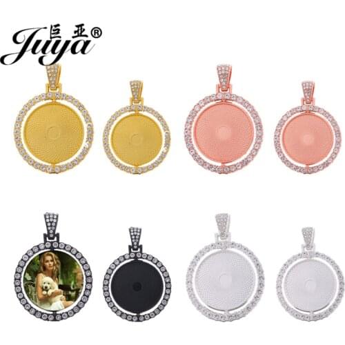 30PCS Double Sided Rotatable Cabochon Pendant Base Rhinestone Bezel Charms 25/30mm Blank Tray For DIY Jewelry Making Accessories