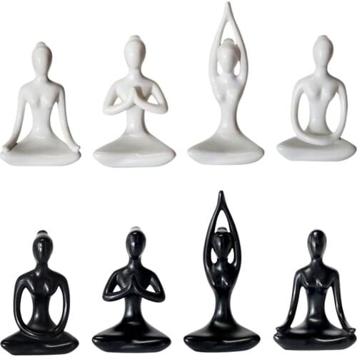 4pcs Abstract Yoga Women Figurine Sculpture Ornament Statue Office Bedroom Desktop Cabinet TV Stand