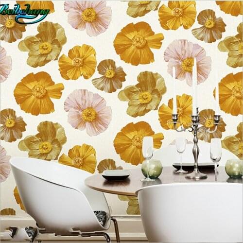 Beibehang High - grade thick flower deer leather non - woven wallpaper 3D three - dimensional relief colorful flowers