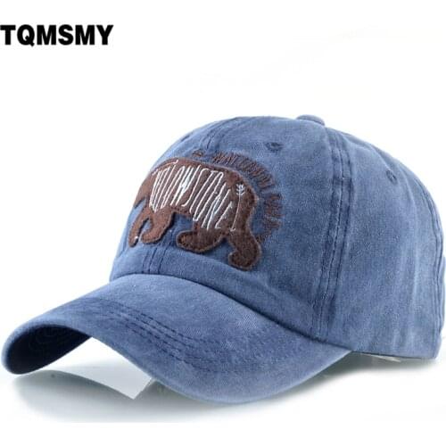Patch bear pattern Baseball Caps men Washed denim cotton snapback cap women Sun visor hat trucker bone Unisex Hip-hop cap
