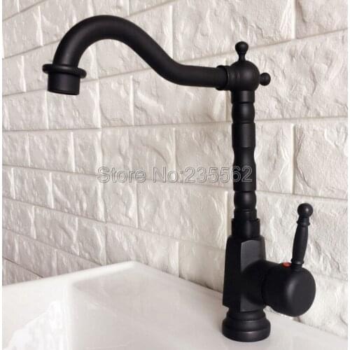 Black Oil Rubbed Brass Kitchen & Bathroom Faucet Deck Mounted Single Handle Cold and Hot Water Taps Basin / Sink Faucets lnf350