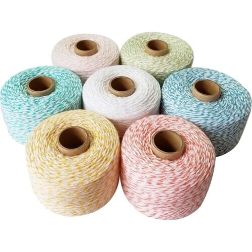 Colourful 200m/roll 100% Cotton cords bakers twine thin rope string thread for decoration gift pack DIY