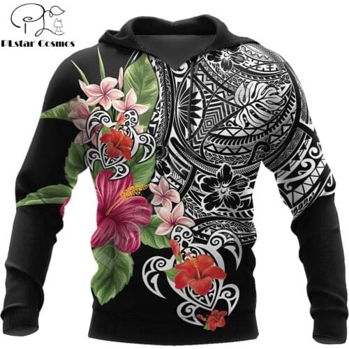 Polynesian Tattoo & Hibiscus 3D Printed Autumn Men Hoodies Unisex Casual Pullover Zip Hoodie Streetwear sudadera hombre DW0571