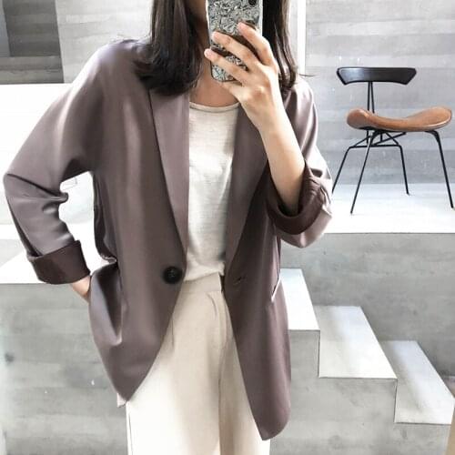 JA0035 Suit Top 2021 New Womens Casual Fashion Oversized Loose Solid Single Button Notched Blazer With Pockets пиджак женский