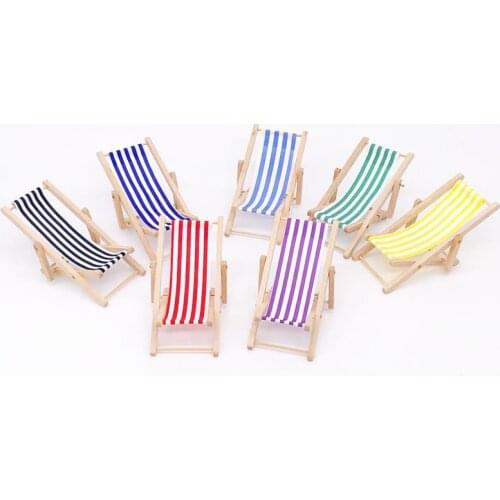 1:12 Dollhouse Pocket Furniture Foldable Beach Lounge Chair Model for Dollhouse Furniture Decoration Accessories