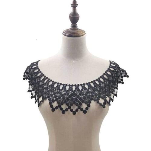 Beautiful White Black Cotton Embroidery Lace Guipure Fabric Applique Wedding Dress Sewing Collar Trimmings DIY Cloth Accessories