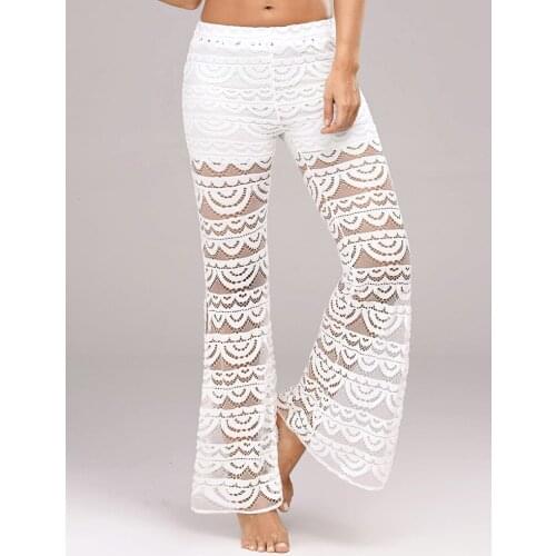 Lace stitching trousers split summer trousers dance pants trousers split nightclub street style thin section characteristic