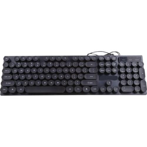 LX9B USB LED Backlit Typewriter Mechanical Keyboard Round Keycaps -104 punk Gaming Keyboard–Mechanical Gaming Keyboard