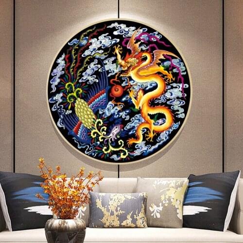 “Chinese dragon and phoenix”Needlework,DIY living room Cross stitch,Sets For Embroidery kit Full Cross-Stitching Silk Thread