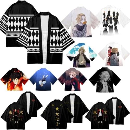 Tokyo Revengers Cosplay Cloak Anime Hanagaki Takemichi Printing T-shirt Kimono Teen Unisex Personality Short Sleeve Streetwear